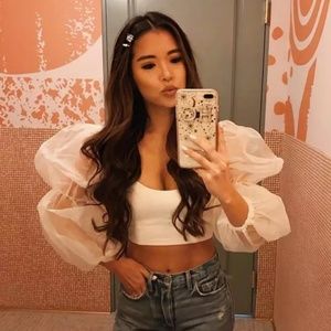 Crop Top Transparent Puff Sleeves